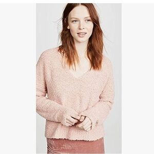XS Light Pink Cropped Free People V Sweater